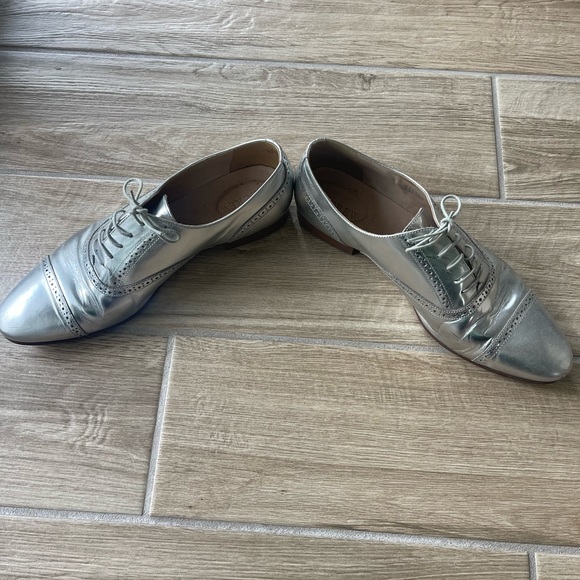 JCrew Silver Metallic Oxford Shoes